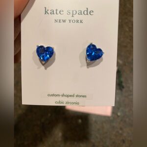NWT Kate Spade New York My Love Heart Stud Blue Earrings